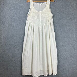 Vintage Cottagecore Boho Nightgown White Cotton Smock Tatting Lace Sm - Med